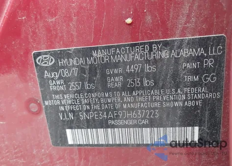 2018 Hyundai Sonata Sel z USA, uszkodzony, nr VIN 5NPE34AF9JH637223